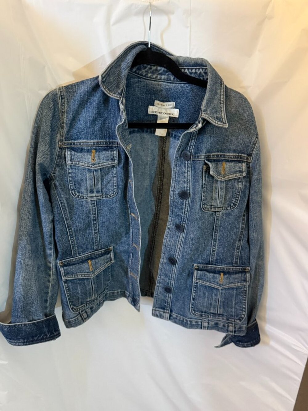 Jones New York Sport Blue Stretch Denim Jacket M